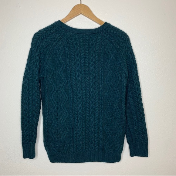 Topshop Green Cable Knit Button Up Cardigan V-Neck Sweater - Picture 7 of 9